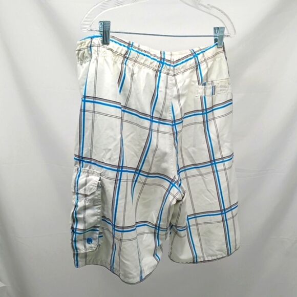 OP White and Blue Plaid Cargo Lined Swim Shorts Trunks Mens XL/XG 40/42.. - Picture 4 of 9